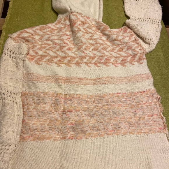 Cream and Pink Knit FREE PEOPLE Coastline Hoodie - Picture 10 of 12